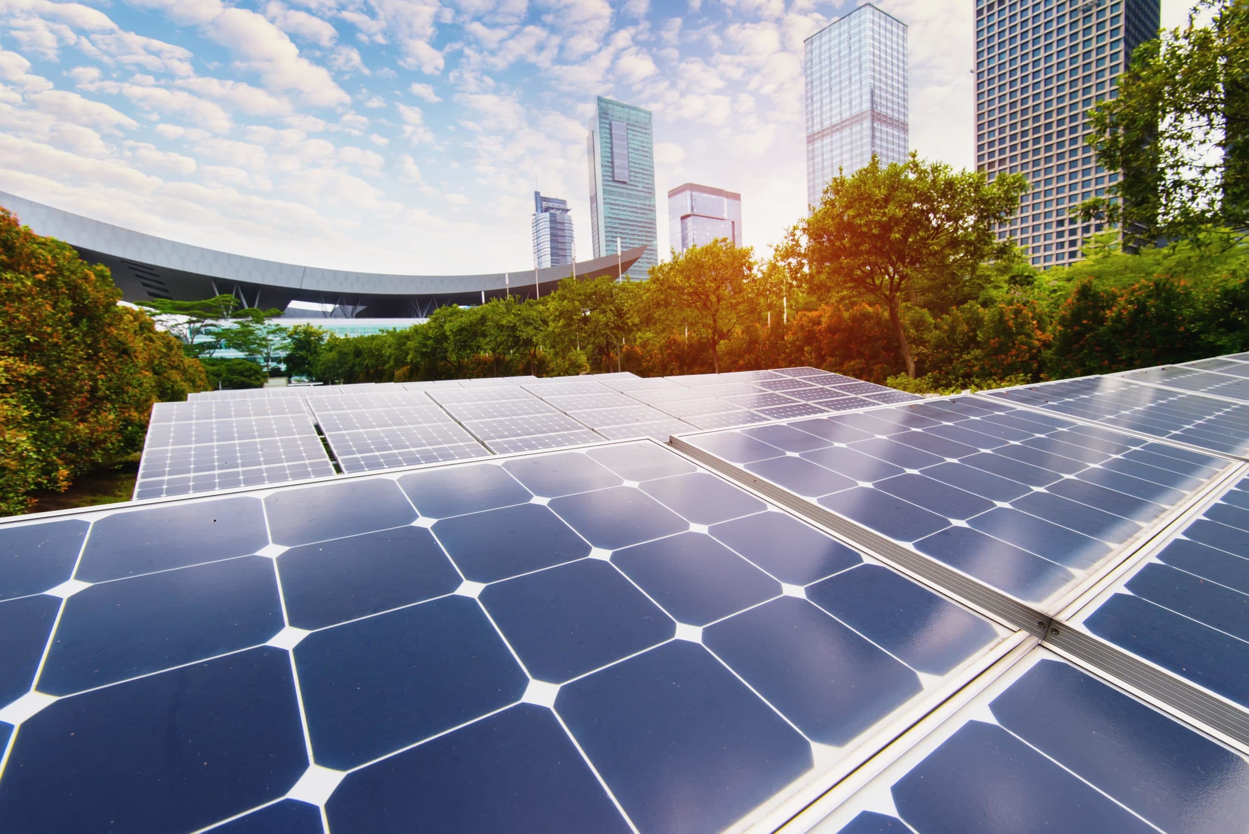 Solar Panel with City in Background - Solar Panel Companies - Get Your Quote