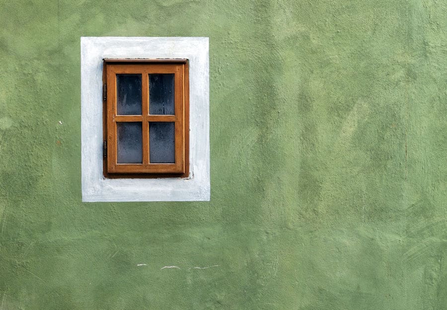 green-wall-with window frame